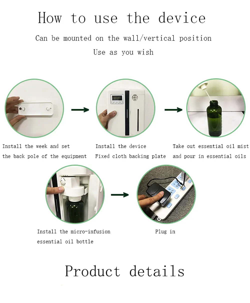 Room Fragrance Diffuser Wall Mounted Hotel Air Freshener Bluetooth Flavoring Diffuser For Essential Oil Electric Smell For Home