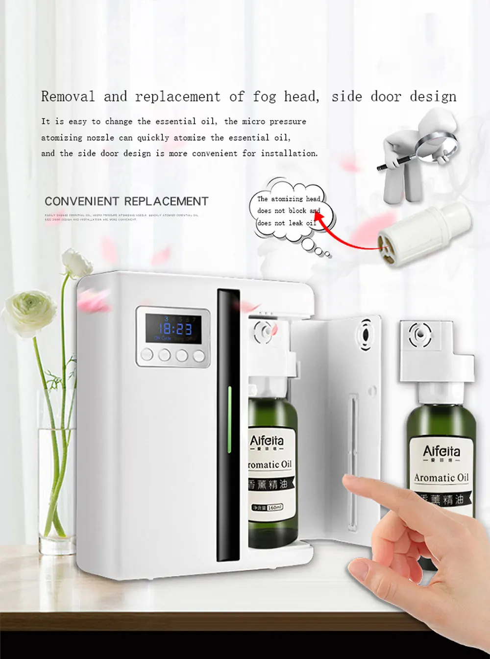 Room Fragrance Diffuser Wall Mounted Hotel Air Freshener Bluetooth Flavoring Diffuser For Essential Oil Electric Smell For Home