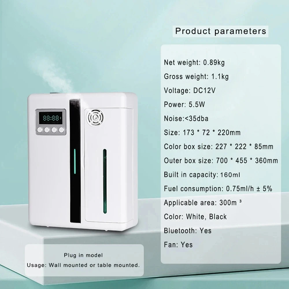 Room Fragrance Diffuser Wall Mounted Hotel Air Freshener Bluetooth Flavoring Diffuser For Essential Oil Electric Smell For Home
