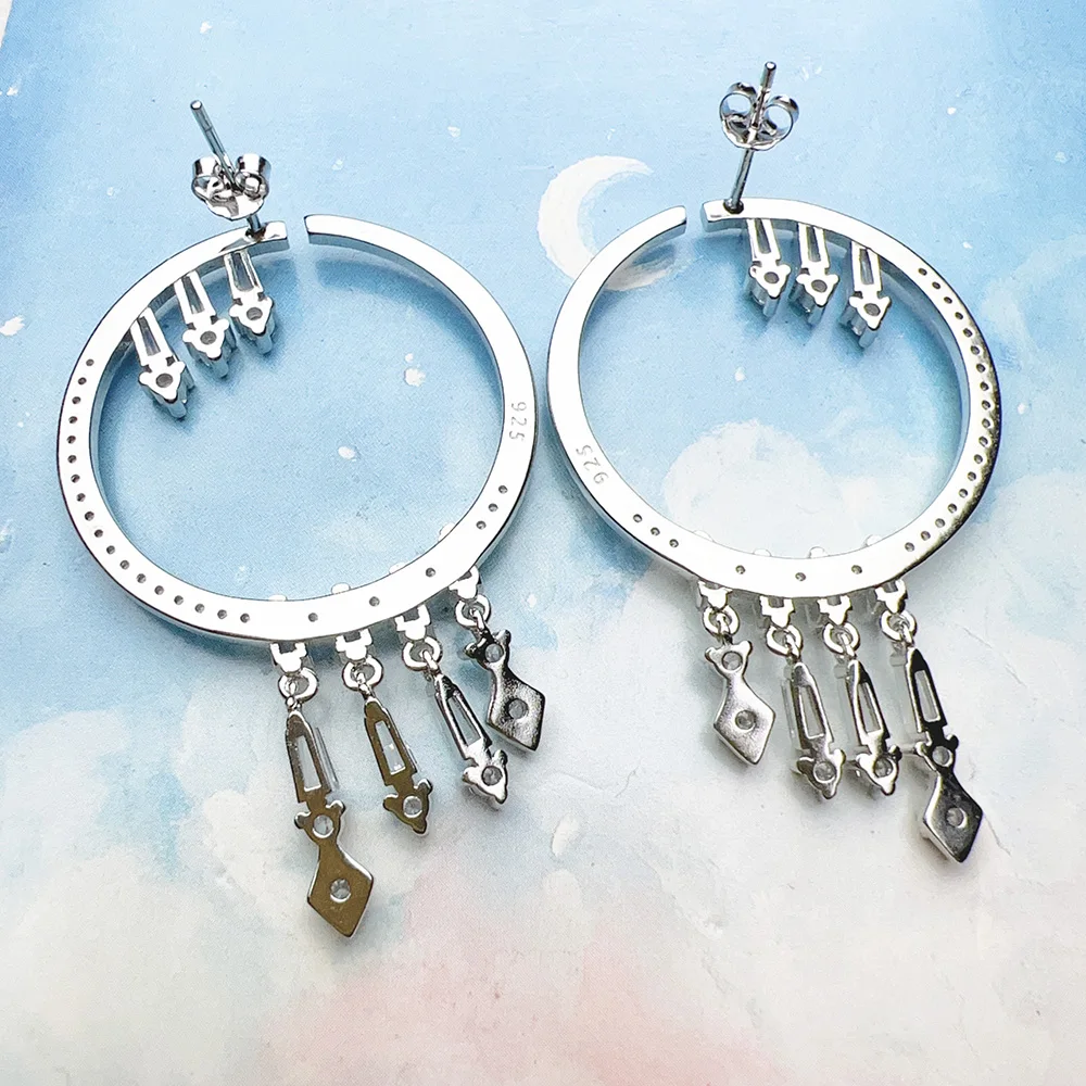 Hoop Earrings with Winter Sun Rays Fine Jewerly For Women Trendy Glamourous Gift In 925 Sterling Silver