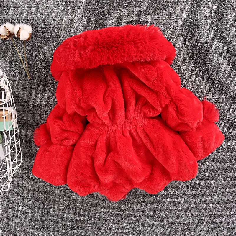 1-7 Year Baby Girls Jacket Autumn Winter Warm Faux Fur Coat For Girls Christmas Princess Outwear Fashion Plush Children Clothing