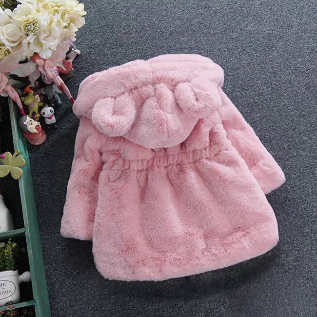 1-7 Year Baby Girls Jacket Autumn Winter Warm Faux Fur Coat For Girls Christmas Princess Outwear Fashion Plush Children Clothing