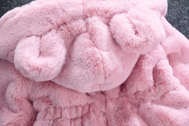 1-7 Year Baby Girls Jacket Autumn Winter Warm Faux Fur Coat For Girls Christmas Princess Outwear Fashion Plush Children Clothing