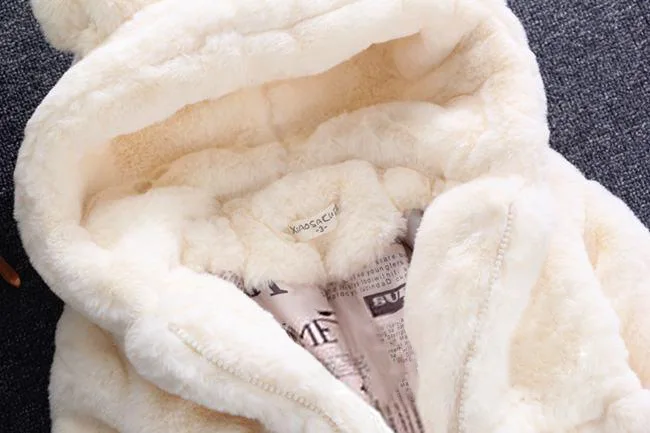 1-7 Year Baby Girls Jacket Autumn Winter Warm Faux Fur Coat For Girls Christmas Princess Outwear Fashion Plush Children Clothing
