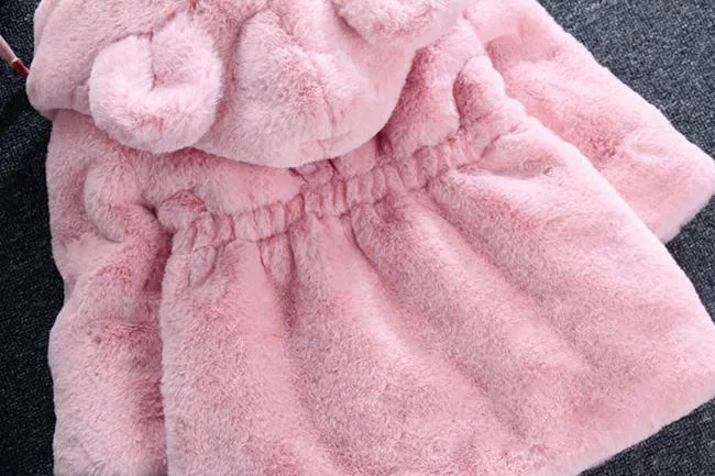 1-7 Year Baby Girls Jacket Autumn Winter Warm Faux Fur Coat For Girls Christmas Princess Outwear Fashion Plush Children Clothing
