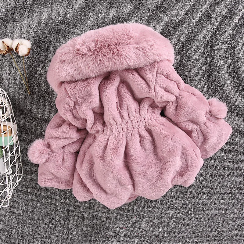 1-7 Year Baby Girls Jacket Autumn Winter Warm Faux Fur Coat For Girls Christmas Princess Outwear Fashion Plush Children Clothing