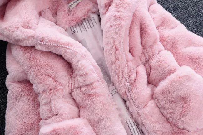 1-7 Year Baby Girls Jacket Autumn Winter Warm Faux Fur Coat For Girls Christmas Princess Outwear Fashion Plush Children Clothing