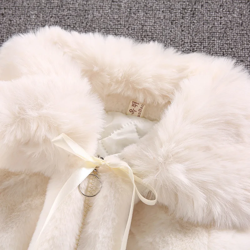 1-7 Year Baby Girls Jacket Autumn Winter Warm Faux Fur Coat For Girls Christmas Princess Outwear Fashion Plush Children Clothing