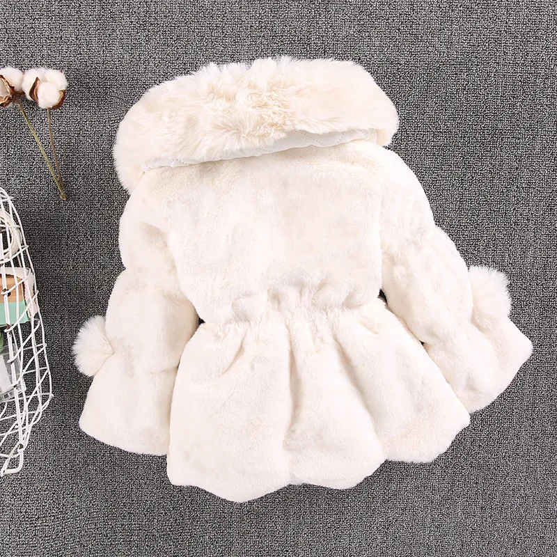 1-7 Year Baby Girls Jacket Autumn Winter Warm Faux Fur Coat For Girls Christmas Princess Outwear Fashion Plush Children Clothing