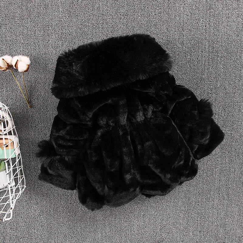 1-7 Year Baby Girls Jacket Autumn Winter Warm Faux Fur Coat For Girls Christmas Princess Outwear Fashion Plush Children Clothing