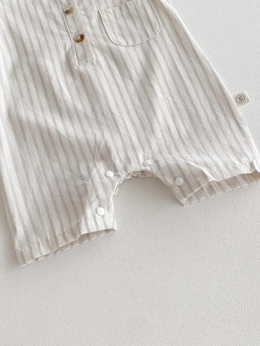 Korean Style Newborn Bodysuit Striped Sleeveless Baby Romper with Hat Two Piece 0-24 Months Infant Onesie