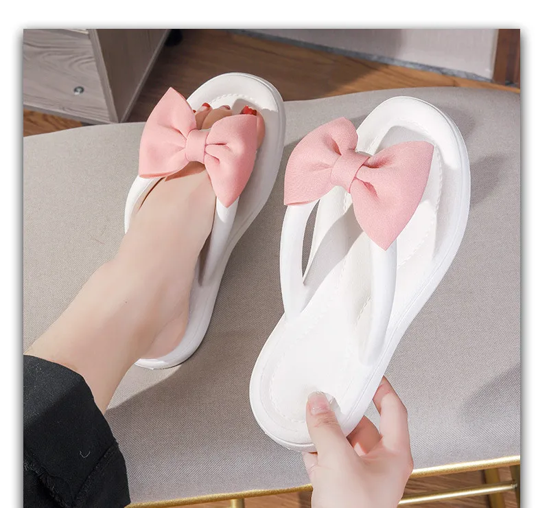 Bow Tie Slippers for Women, Sweet Bow Tie Flip Flops, Outdoor EVA, Non-Slip Beach Shoes, Comfortable Sandals, Summer Fashion