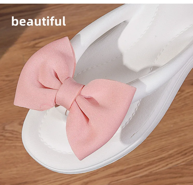 Bow Tie Slippers for Women, Sweet Bow Tie Flip Flops, Outdoor EVA, Non-Slip Beach Shoes, Comfortable Sandals, Summer Fashion