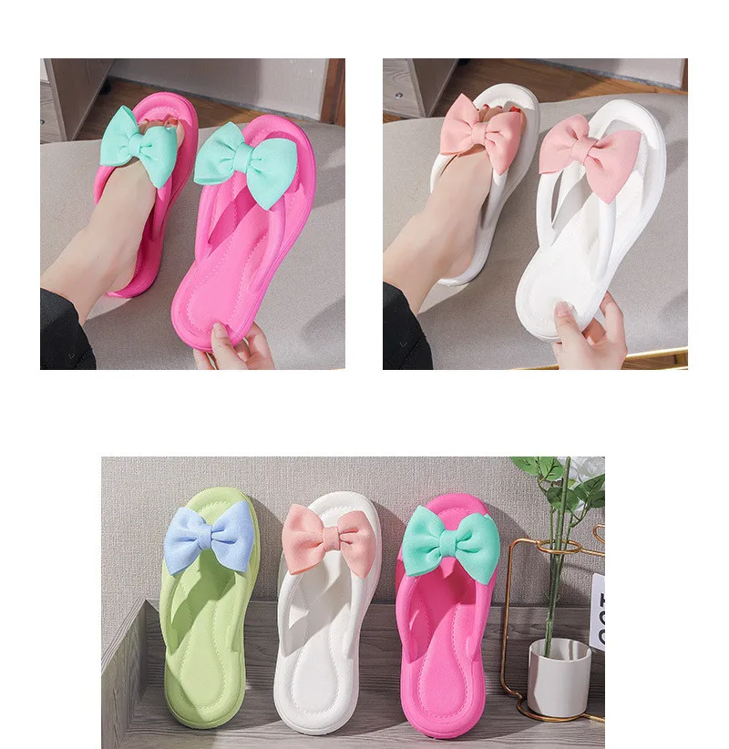 Bow Tie Slippers for Women, Sweet Bow Tie Flip Flops, Outdoor EVA, Non-Slip Beach Shoes, Comfortable Sandals, Summer Fashion