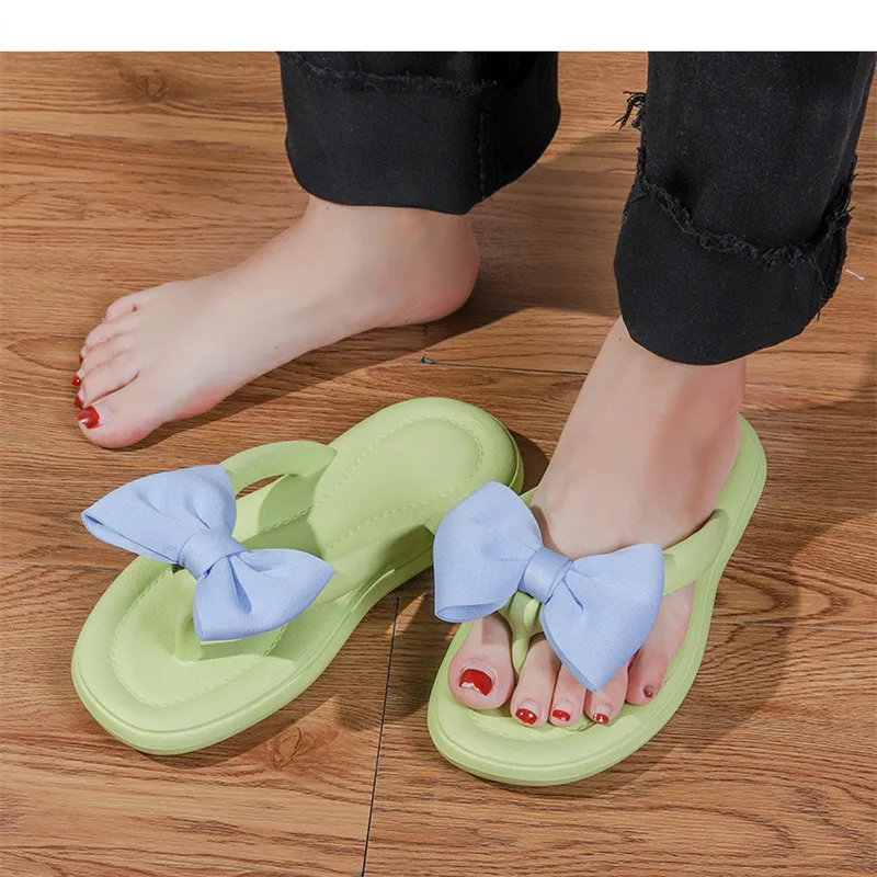 Bow Tie Slippers for Women, Sweet Bow Tie Flip Flops, Outdoor EVA, Non-Slip Beach Shoes, Comfortable Sandals, Summer Fashion