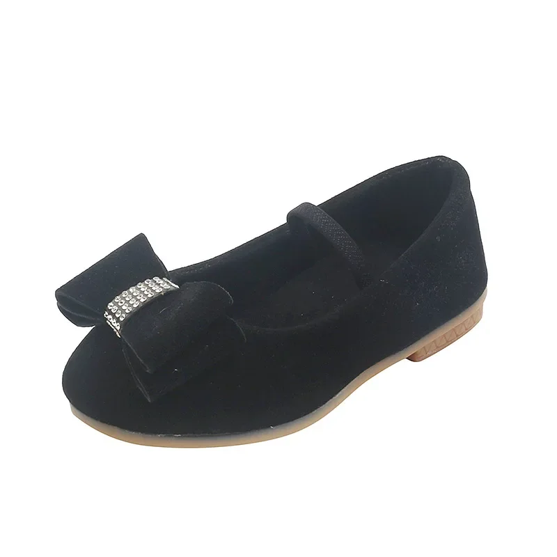 Little Girl Leather Shoes Simple Fashion Children Princess Shoes Solid Color Flats Causal Kids Versatile Bowtie Loafers Moccasin