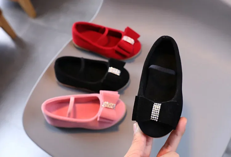 Little Girl Leather Shoes Simple Fashion Children Princess Shoes Solid Color Flats Causal Kids Versatile Bowtie Loafers Moccasin