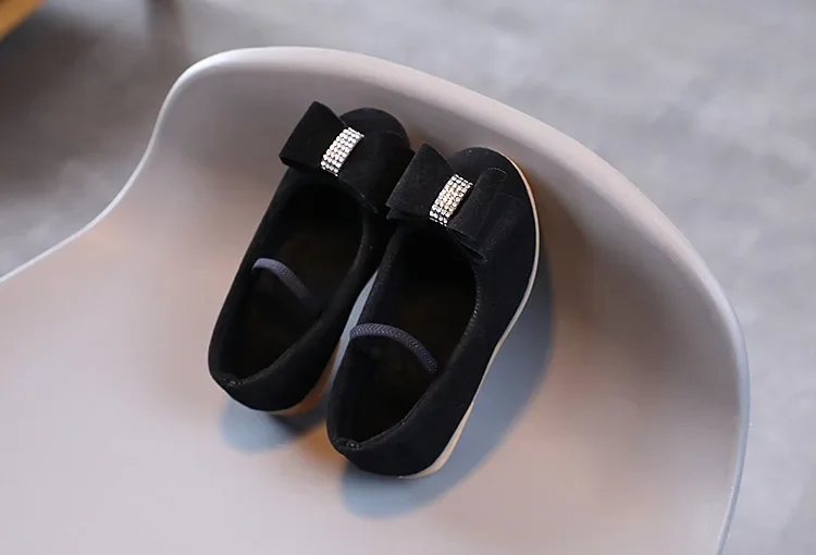 Little Girl Leather Shoes Simple Fashion Children Princess Shoes Solid Color Flats Causal Kids Versatile Bowtie Loafers Moccasin