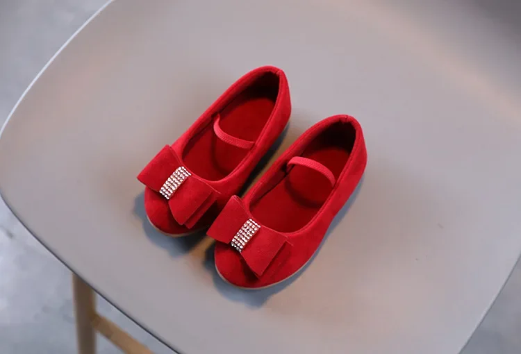 Little Girl Leather Shoes Simple Fashion Children Princess Shoes Solid Color Flats Causal Kids Versatile Bowtie Loafers Moccasin
