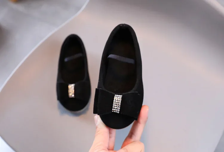 Little Girl Leather Shoes Simple Fashion Children Princess Shoes Solid Color Flats Causal Kids Versatile Bowtie Loafers Moccasin