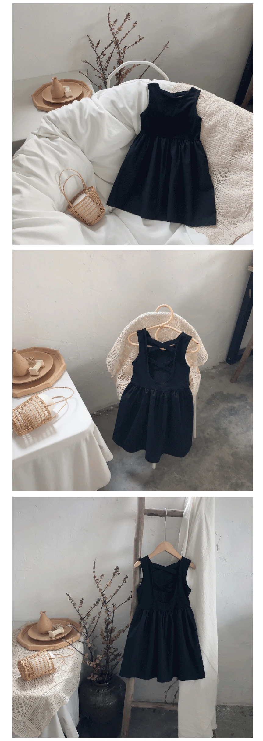2024 Summer Girls Elegant Goth Dresss Black Sleeveless Tutu Dress Backless Off Shoulder Party Kid Dresses 2 4 5 6 7 8 Years Old