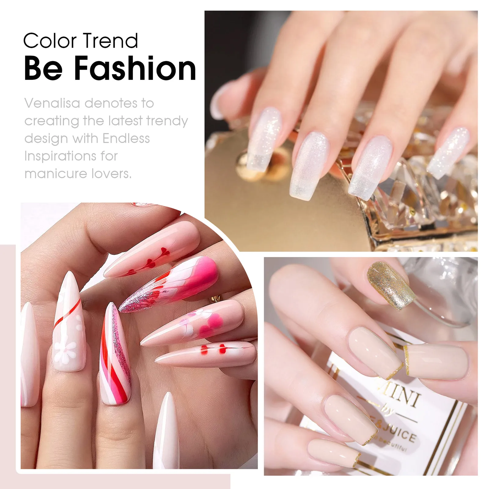 Venalisa Nail Gel Polish Kit HEMA TPO FREE Nude Pink Color Collection Self Leveling Full Coverage Nail Manicure Set 6Pcs Kit