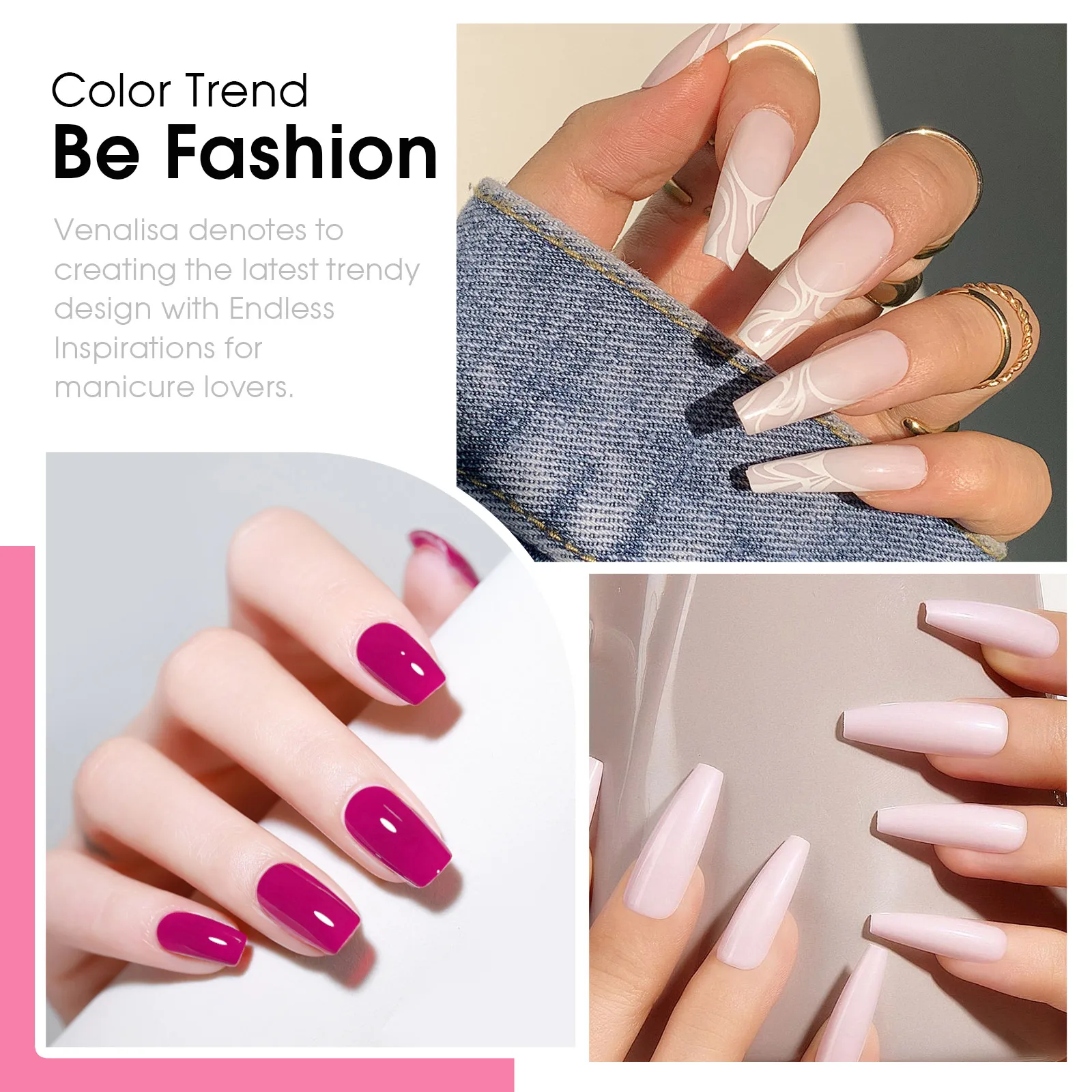 Venalisa Nail Gel Polish Kit HEMA TPO FREE Nude Pink Color Collection Self Leveling Full Coverage Nail Manicure Set 6Pcs Kit