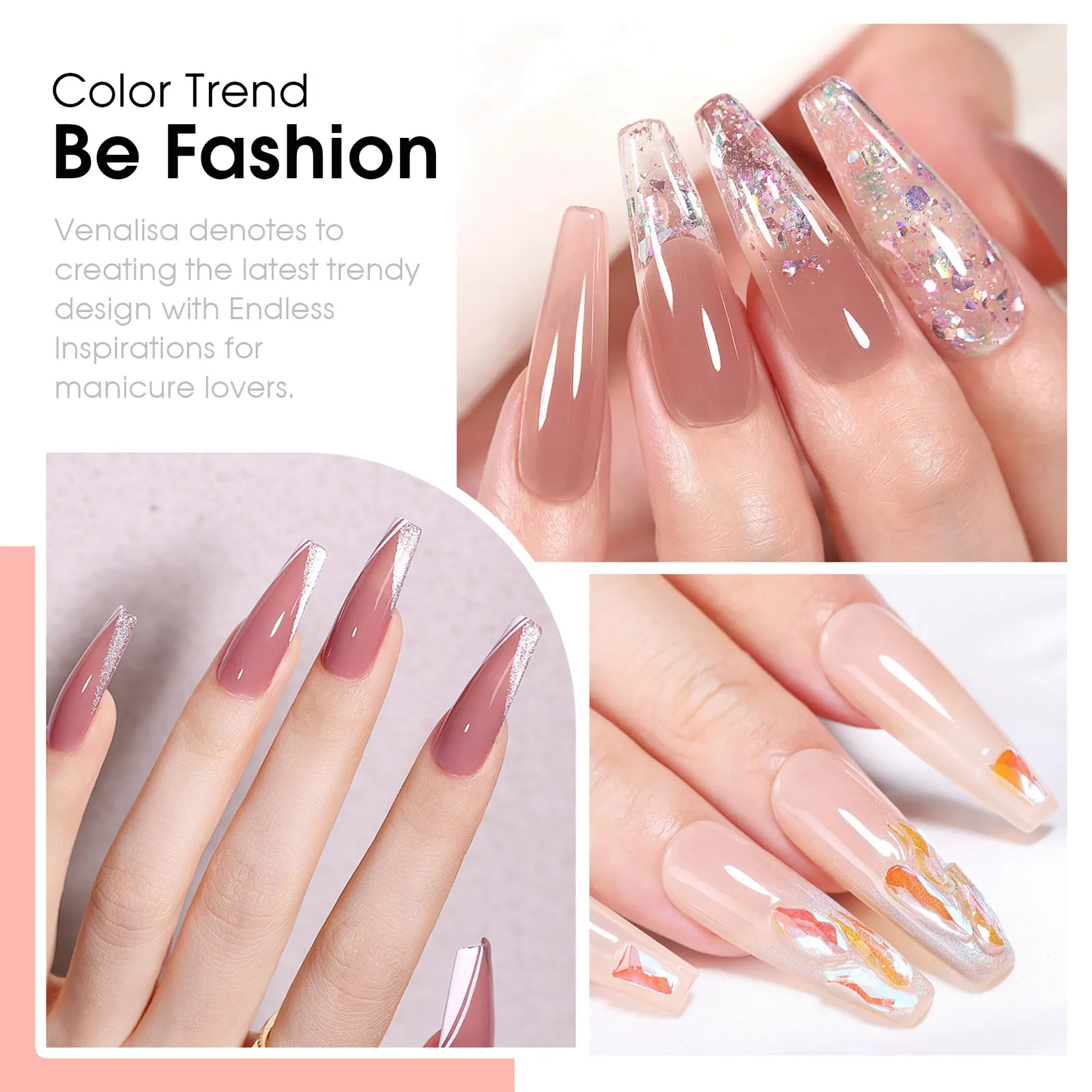 Venalisa Nail Gel Polish Kit HEMA TPO FREE Nude Pink Color Collection Self Leveling Full Coverage Nail Manicure Set 6Pcs Kit