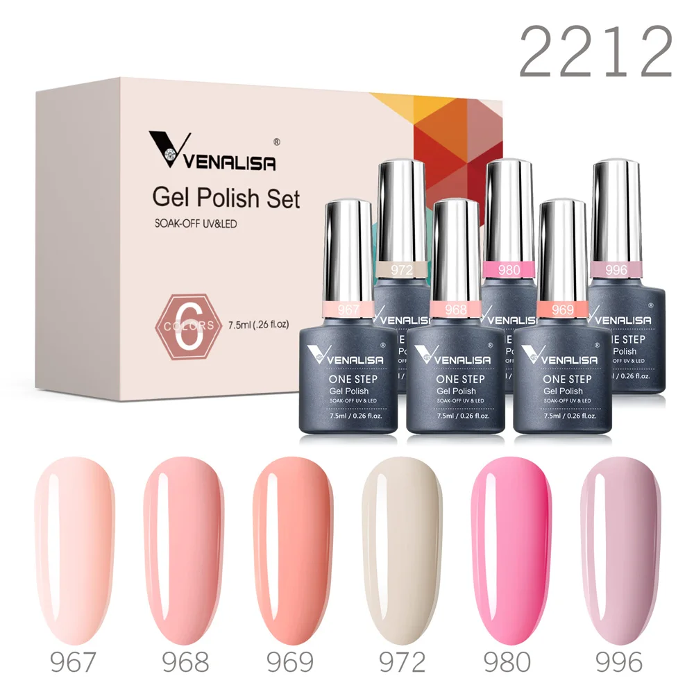 Venalisa Nail Gel Polish Kit HEMA TPO FREE Nude Pink Color Collection Self Leveling Full Coverage Nail Manicure Set 6Pcs Kit