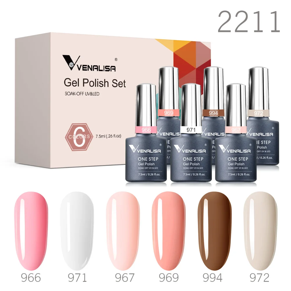 Venalisa Nail Gel Polish Kit HEMA TPO FREE Nude Pink Color Collection Self Leveling Full Coverage Nail Manicure Set 6Pcs Kit