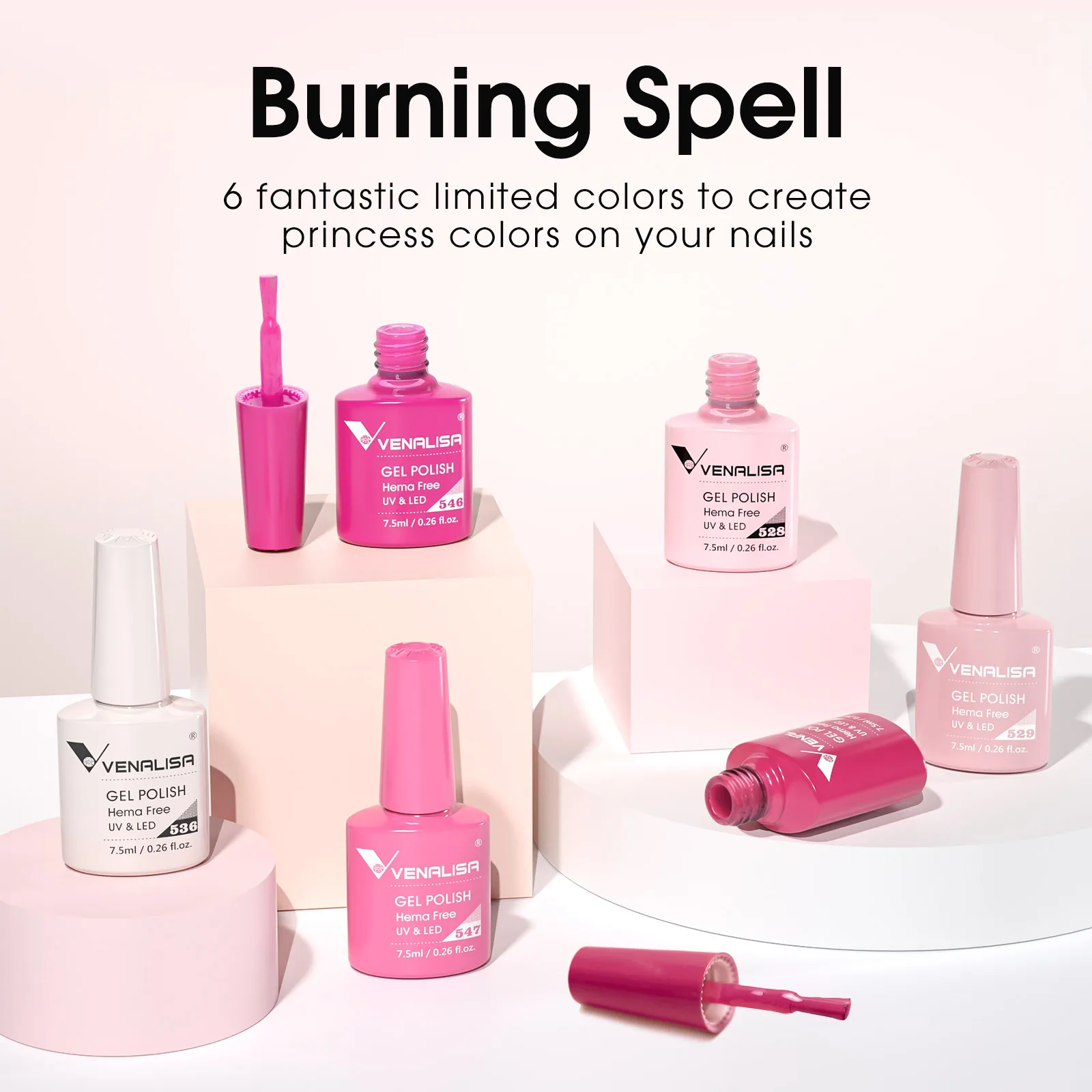 Venalisa Nail Gel Polish Kit HEMA TPO FREE Nude Pink Color Collection Self Leveling Full Coverage Nail Manicure Set 6Pcs Kit