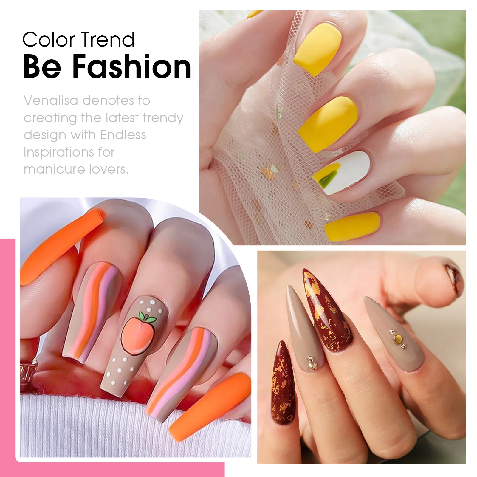 Venalisa Nail Gel Polish Kit HEMA TPO FREE Nude Pink Color Collection Self Leveling Full Coverage Nail Manicure Set 6Pcs Kit