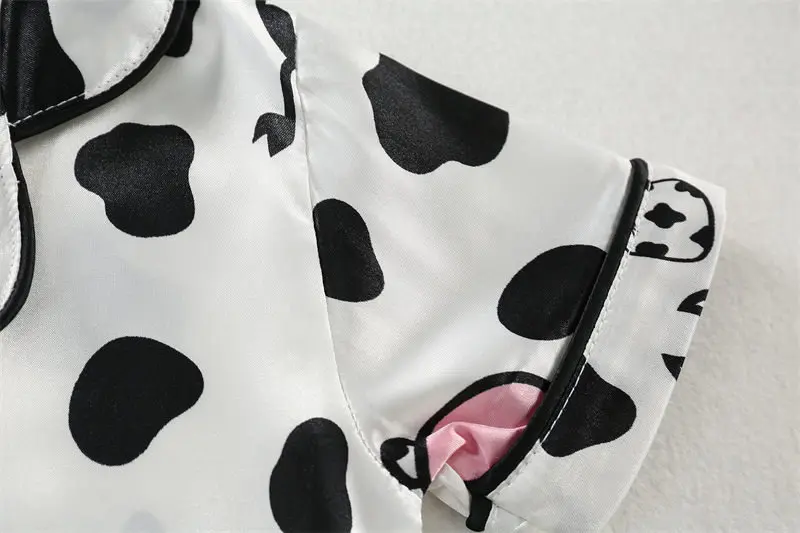 Boys Girls Kids Pajama Sets Cartoon Cow Short Sleeve T-Shirt Tops with Pants Toddler Baby Sleeping Clothes Pijamas Sleepwear