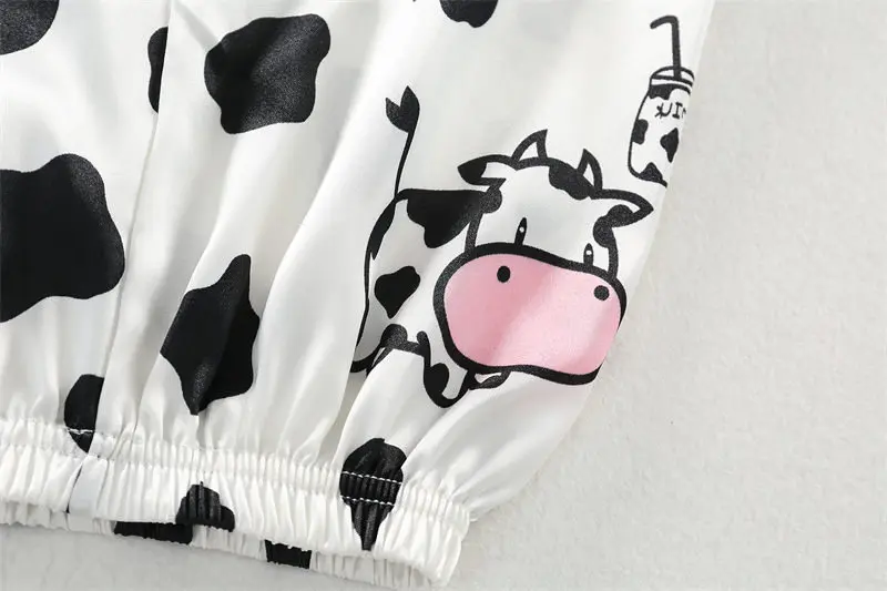 Boys Girls Kids Pajama Sets Cartoon Cow Short Sleeve T-Shirt Tops with Pants Toddler Baby Sleeping Clothes Pijamas Sleepwear
