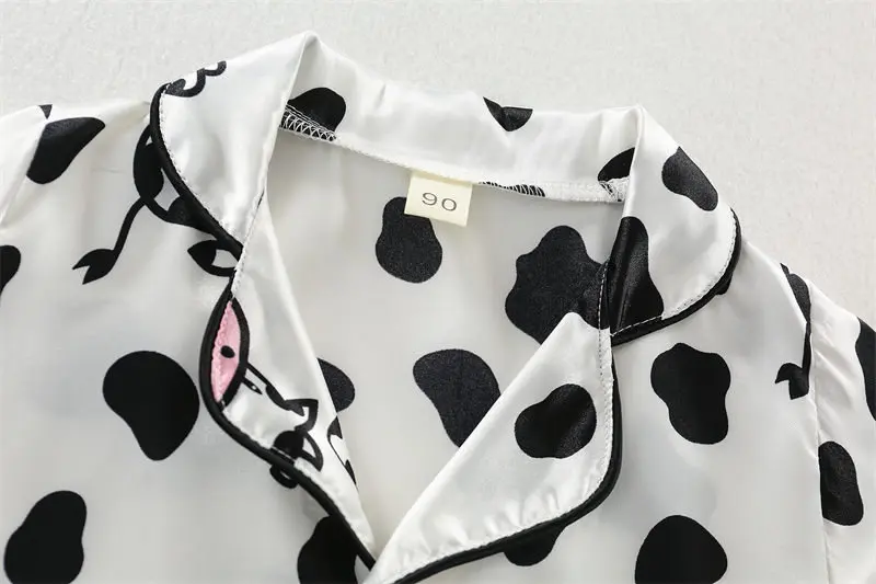 Boys Girls Kids Pajama Sets Cartoon Cow Short Sleeve T-Shirt Tops with Pants Toddler Baby Sleeping Clothes Pijamas Sleepwear