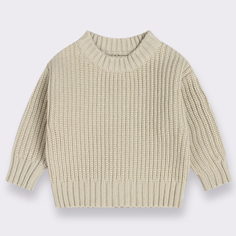 2024 Autumn Newborn Baby Girl Boy Knitted Sweater Long Sleeve Winter Sweater Solid Loose Pullover Casual Tops 3M-6Y Kids Clothes