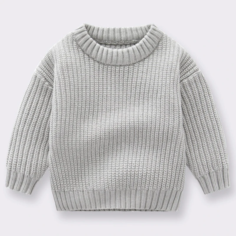 2024 Autumn Newborn Baby Girl Boy Knitted Sweater Long Sleeve Winter Sweater Solid Loose Pullover Casual Tops 3M-6Y Kids Clothes