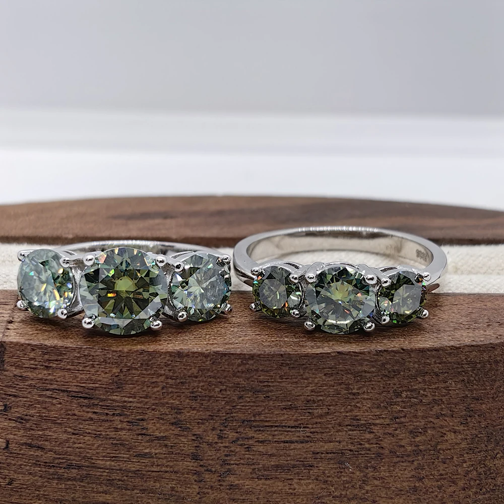 JoyceJelly S925 Sterling Silver Colors Moissanite Ring 2CT 4CT Total Full Moissanite Diamond Jewelry For Wedding Engagement Gift