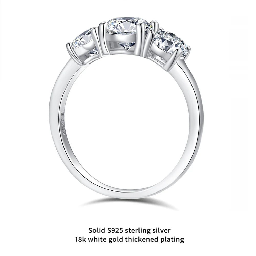 JoyceJelly S925 Sterling Silver Colors Moissanite Ring 2CT 4CT Total Full Moissanite Diamond Jewelry For Wedding Engagement Gift