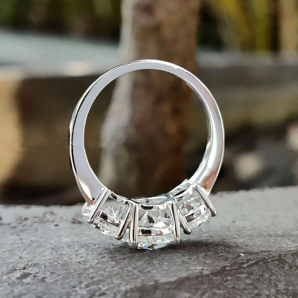 JoyceJelly S925 Sterling Silver Colors Moissanite Ring 2CT 4CT Total Full Moissanite Diamond Jewelry For Wedding Engagement Gift