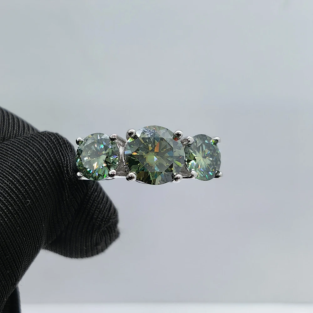 JoyceJelly S925 Sterling Silver Colors Moissanite Ring 2CT 4CT Total Full Moissanite Diamond Jewelry For Wedding Engagement Gift