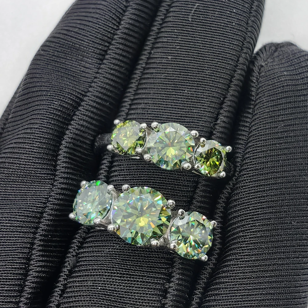 JoyceJelly S925 Sterling Silver Colors Moissanite Ring 2CT 4CT Total Full Moissanite Diamond Jewelry For Wedding Engagement Gift