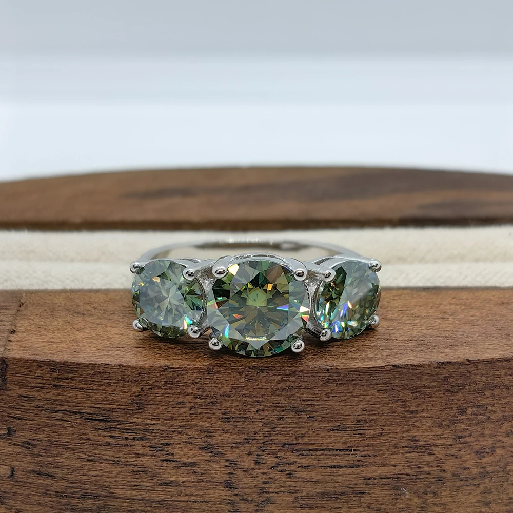 JoyceJelly S925 Sterling Silver Colors Moissanite Ring 2CT 4CT Total Full Moissanite Diamond Jewelry For Wedding Engagement Gift