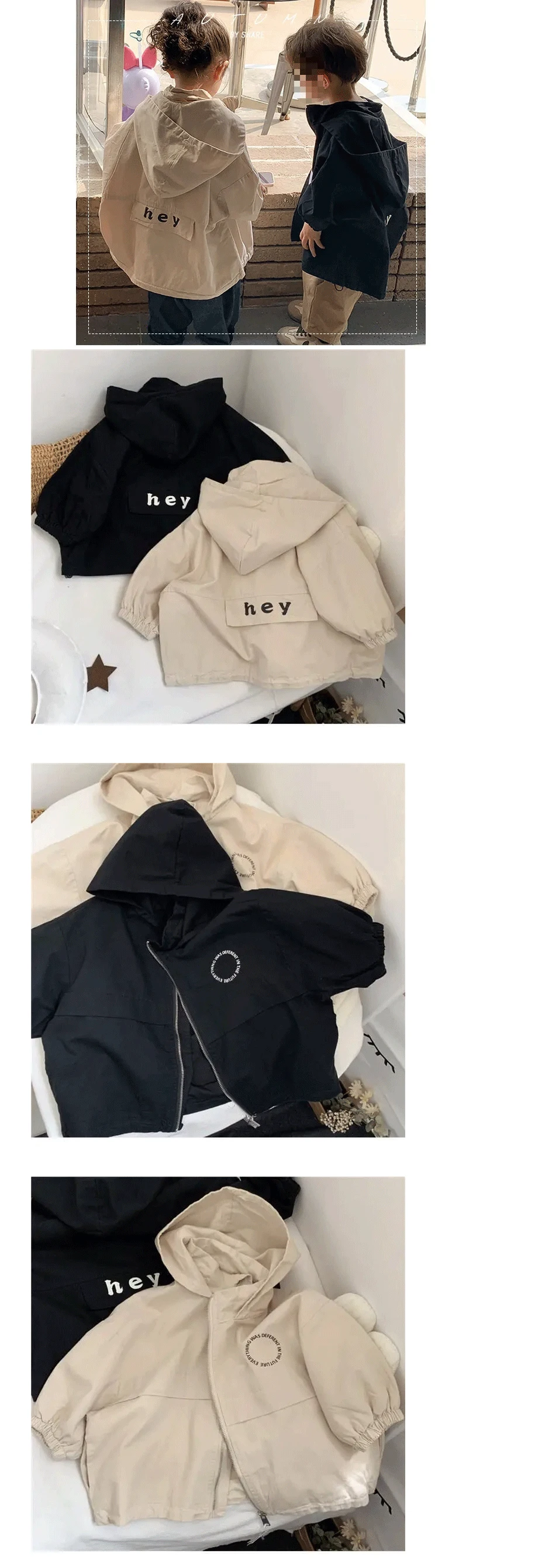 2024 New Spring Boys Girls Hooded Jacket Children Toddler Autumn Cartoon Zipper Shirt Fall Baby Boy Letters Fashion Clothing