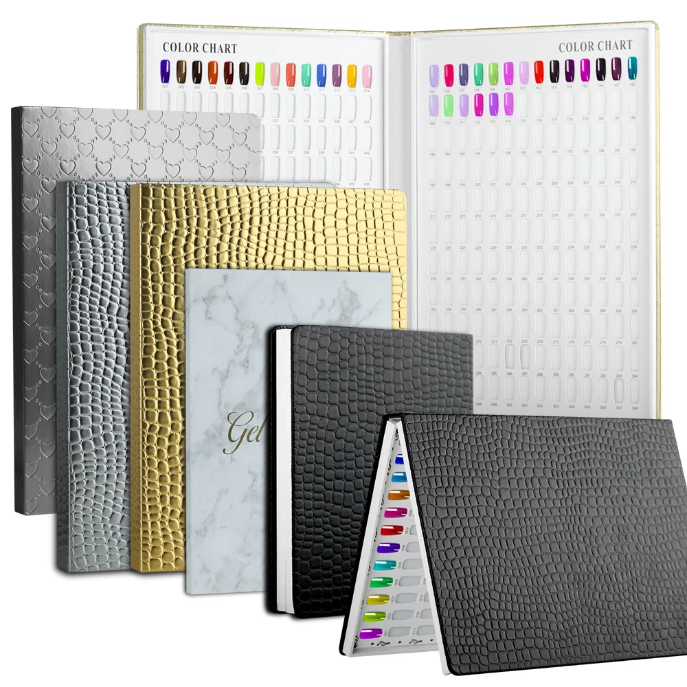 New 308/216/160/120 Professional Model Nail Polish Color Leather Cover Display Bookshelf Color Card Chart Painting Nail Art Tool