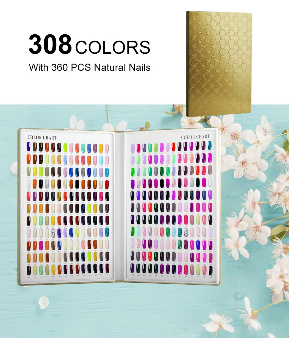 New 308/216/160/120 Professional Model Nail Polish Color Leather Cover Display Bookshelf Color Card Chart Painting Nail Art Tool