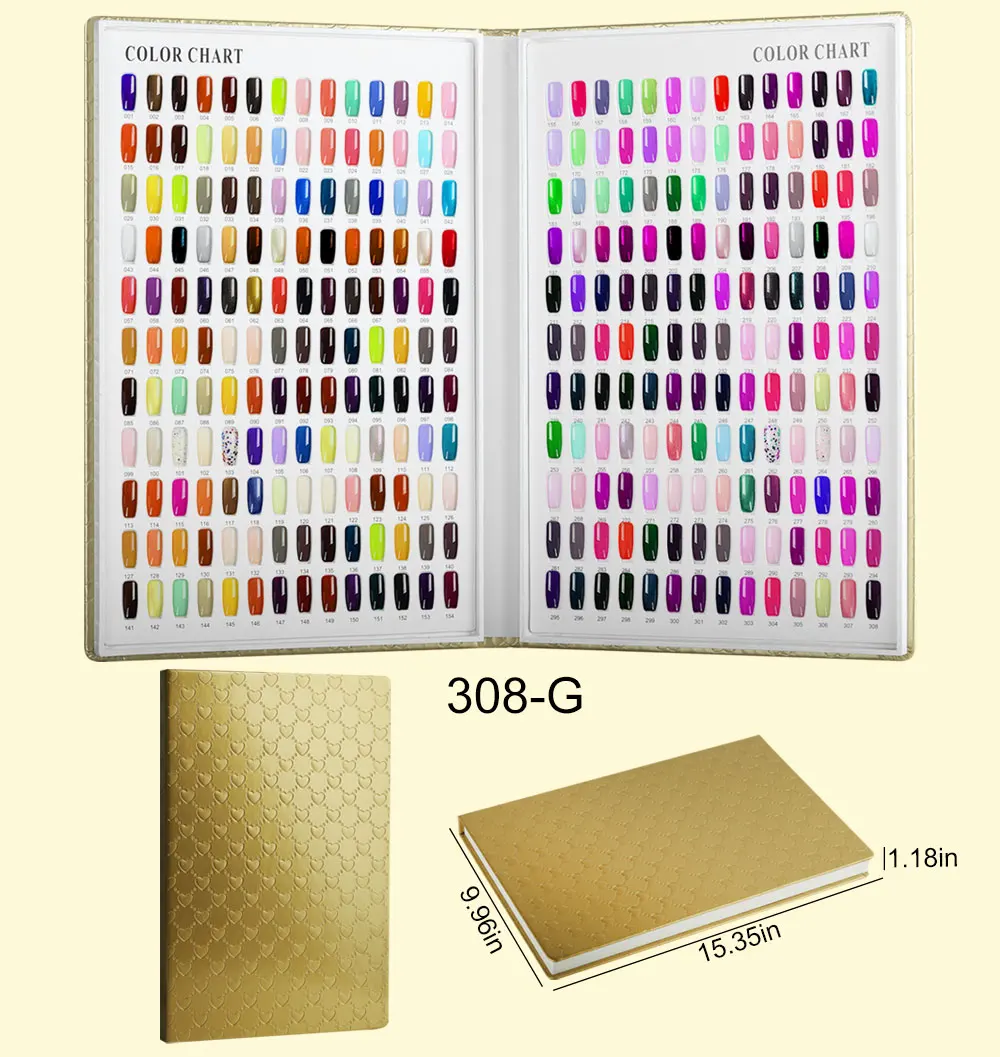 New 308/216/160/120 Professional Model Nail Polish Color Leather Cover Display Bookshelf Color Card Chart Painting Nail Art Tool