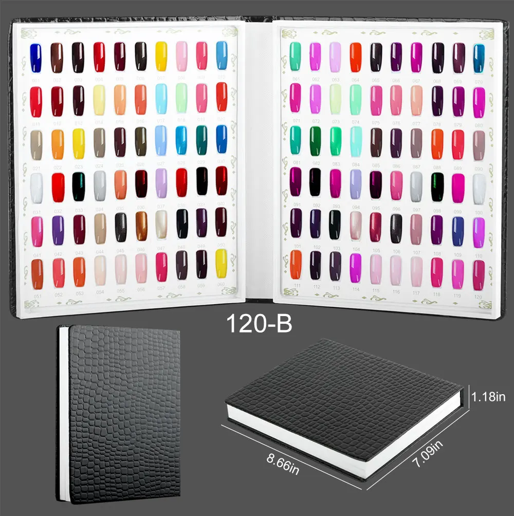New 308/216/160/120 Professional Model Nail Polish Color Leather Cover Display Bookshelf Color Card Chart Painting Nail Art Tool