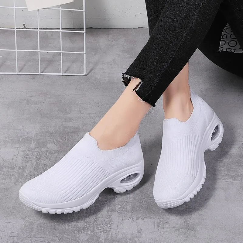 2024 Summer New Women Fashion Casual Sport Shoes Wedge Platform Sneakers Ladies Breathable Vulcanized Shoes