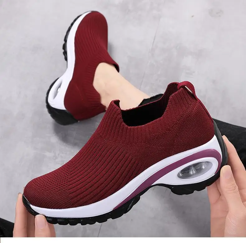 2024 Summer New Women Fashion Casual Sport Shoes Wedge Platform Sneakers Ladies Breathable Vulcanized Shoes